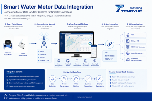 Smart water meter data integration architecture from meter to utility applications